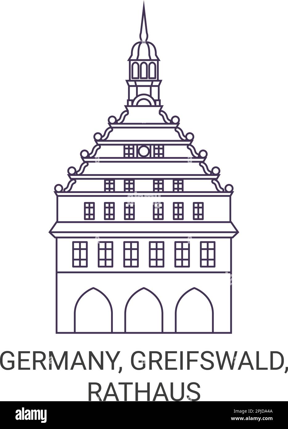 Deutschland, Greifswald, Rathaus Reise-Wahrzeichen-Vektordarstellung Stock Vektor