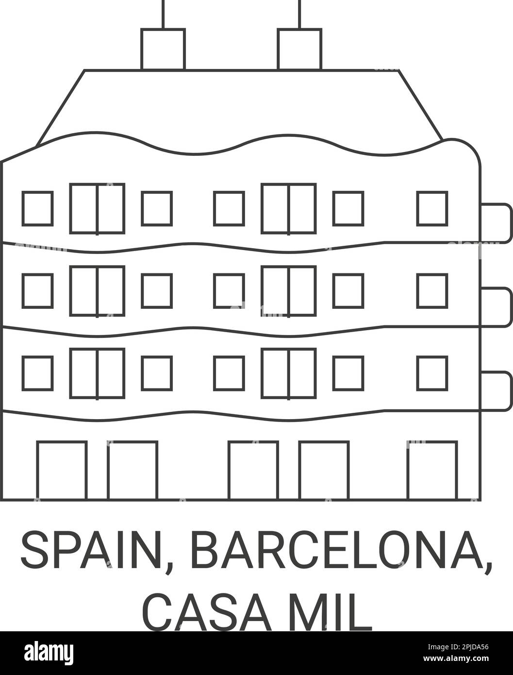 Spanien, Barcelona, Casa Mil Reise Landmark Vektordarstellung Stock Vektor
