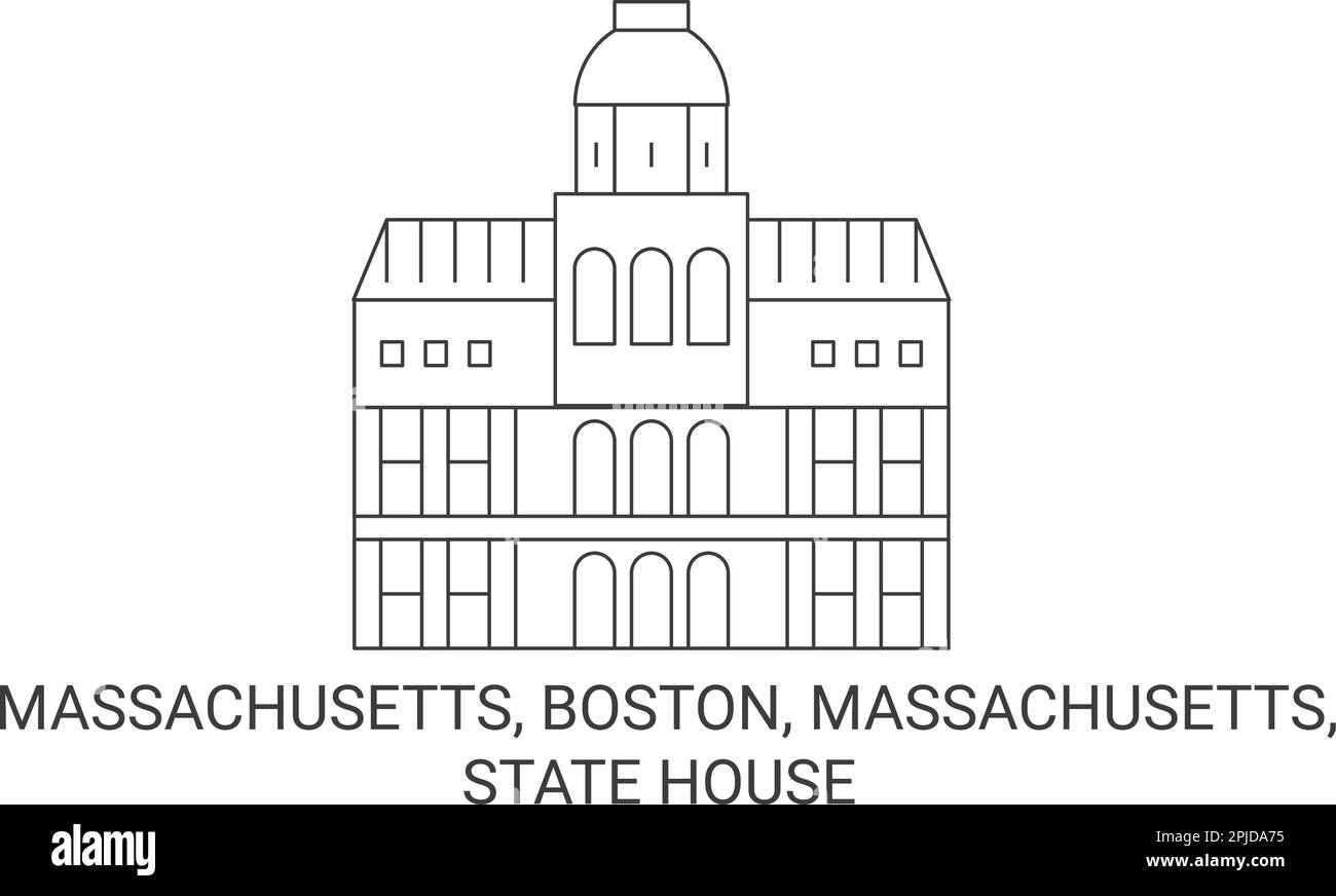 USA, Massachusetts, Boston, Massachusetts, State House Reise-Wahrzeichen-Vektordarstellung Stock Vektor