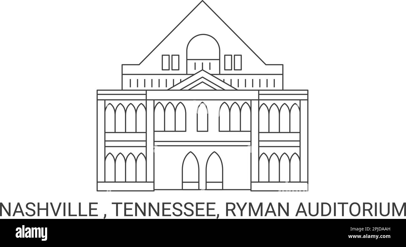 USA, Nashville, Tennessee, Ryman Auditorium, Reise-Wahrzeichen-Vektordarstellung Stock Vektor