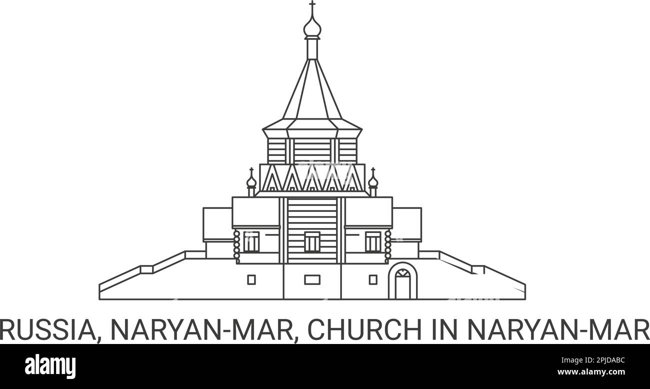 Russland, Naryanmar, Kirche in Naryanmar, Reise-Wahrzeichen-Vektordarstellung Stock Vektor