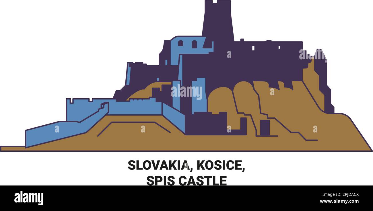 Slowakei, Kosice, Spis Castle Reise Wahrzeichen Vektordarstellung Stock Vektor