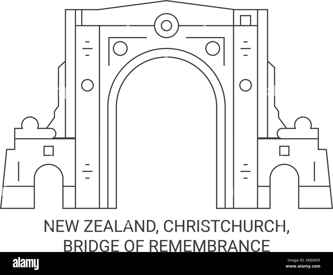 Neuseeland, Christchurch, Brücke der Erinnerung reisen Wahrzeichen Vektordarstellung Stock Vektor