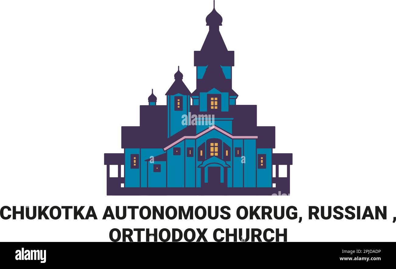 Russland, Autonomer Okrug von Tschukotka, orthodoxe Kirche reisen Wahrzeichen-Vektordarstellung Stock Vektor