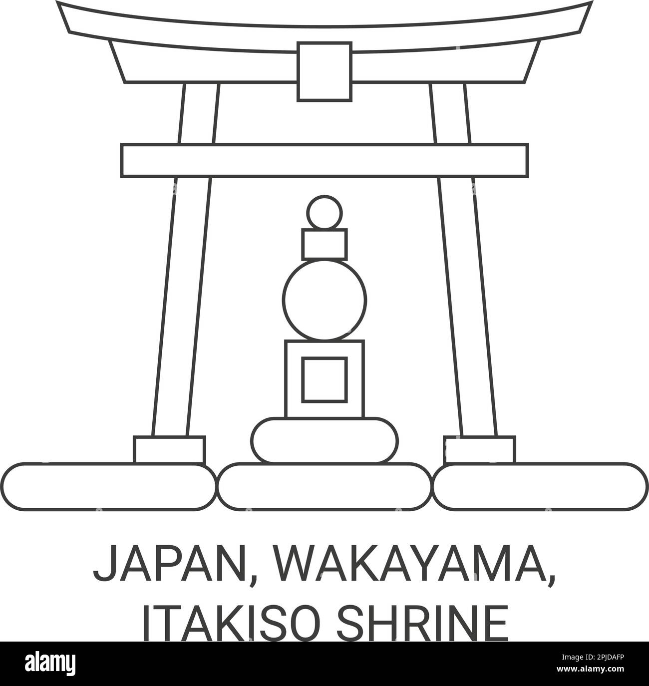 Japan, Wakayama, Itakiso-Schrein Reise-Wahrzeichen-Vektordarstellung Stock Vektor