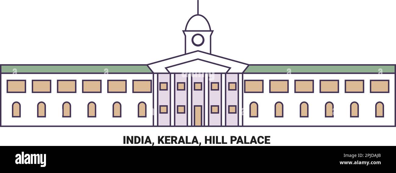 Indien, Kerala, Hill Palace Reise-Wahrzeichen-Vektordarstellung Stock Vektor
