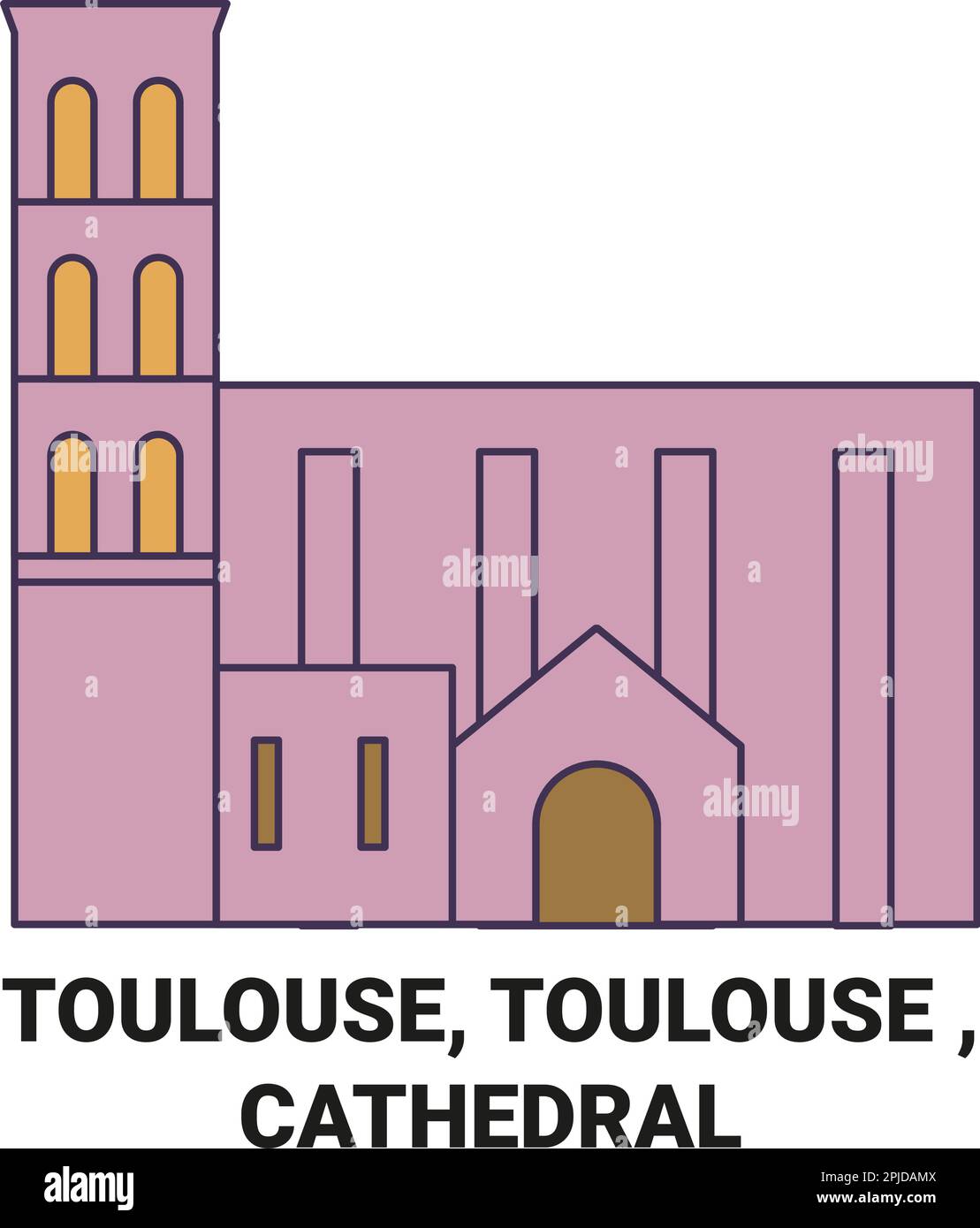 Frankreich, Toulouse, Toulouse, die Kathedrale, eine Vektordarstellung Stock Vektor