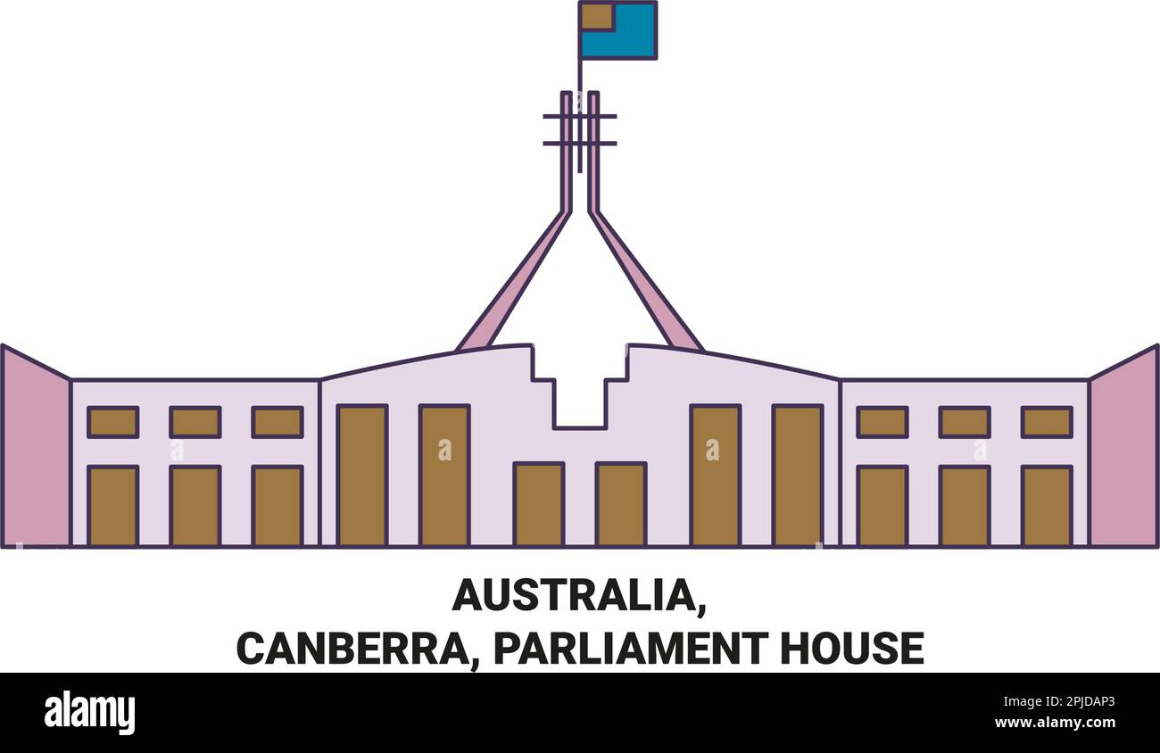 Australien, Canberra, Parlament Haus Reise-Wahrzeichen-Vektordarstellung Stock Vektor