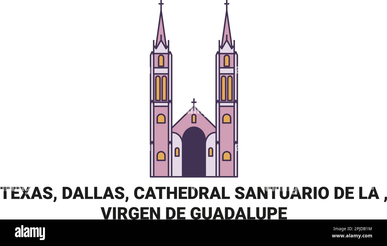 USA, Texas, Dallas, Cathedral Santuario De La , Virgen De Guadalupe Reiseziel Vektordarstellung Stock Vektor