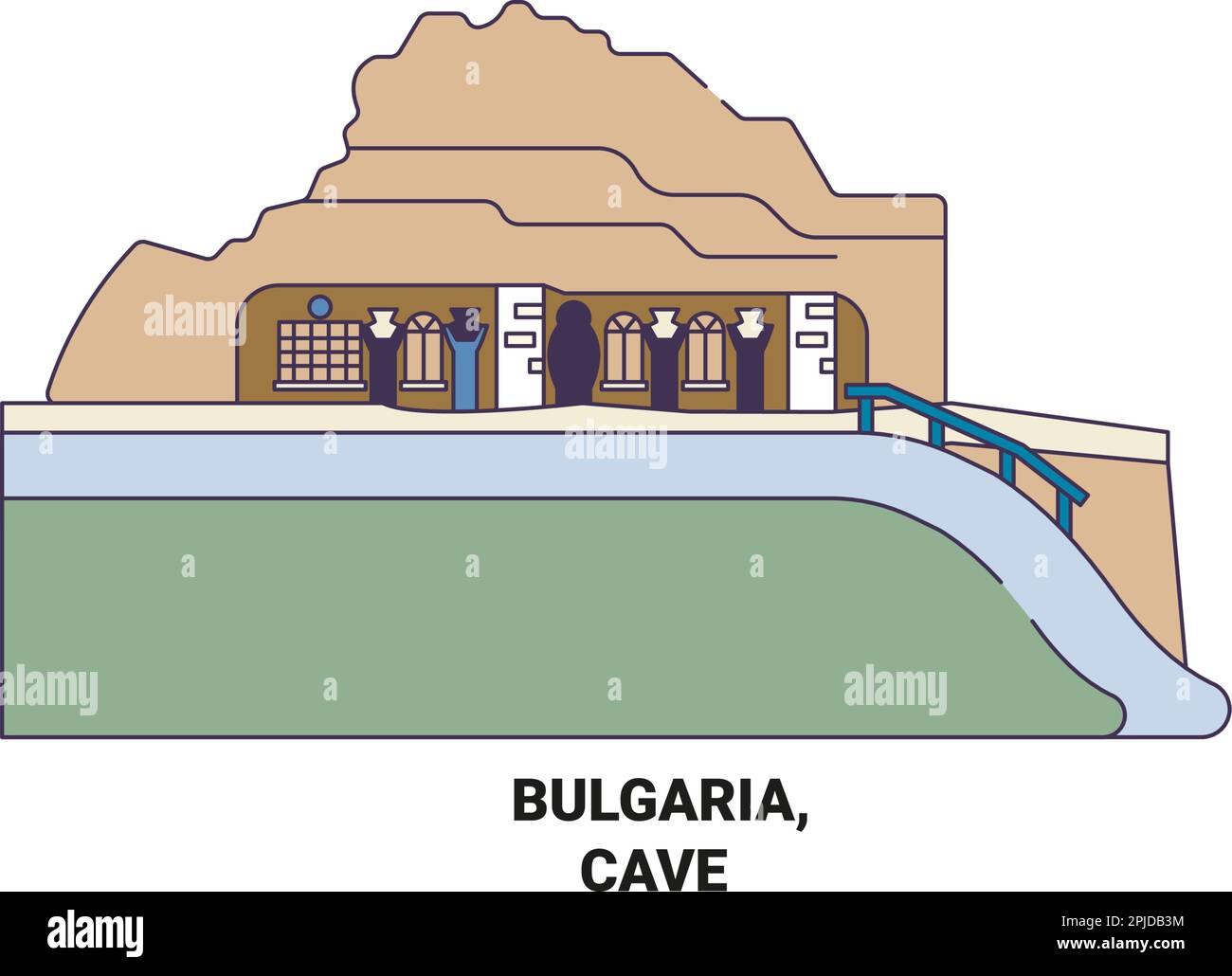 Bulgarien, Landmarke der Höhlenreise, Vektordarstellung Stock Vektor