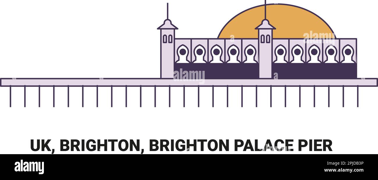 England, Brighton, Brighton Palace Pier, Reise-Wahrzeichen-Vektor-Illustration Stock Vektor