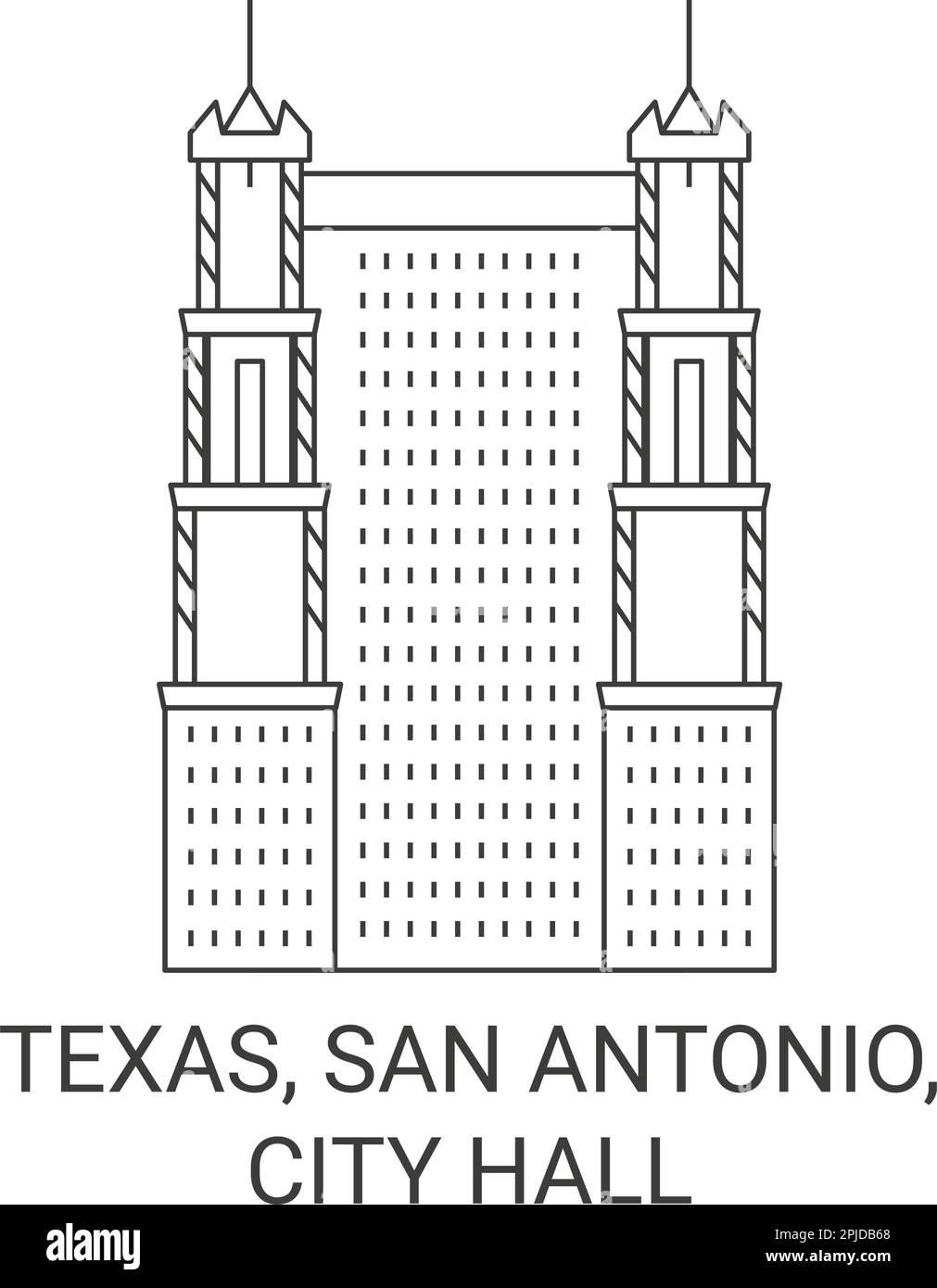 USA, Texas, San Antonio, Rathaus-Reise-Wahrzeichen-Vektordarstellung Stock Vektor