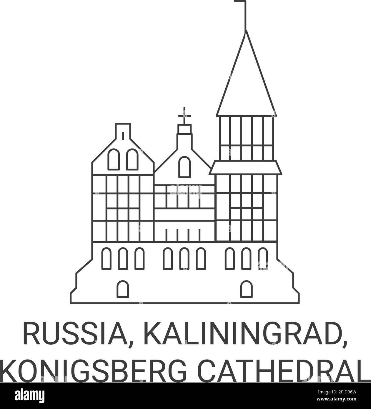 Russland, Kaliningrad, Königsberg Kathedrale reisen Wahrzeichen Vektordarstellung Stock Vektor