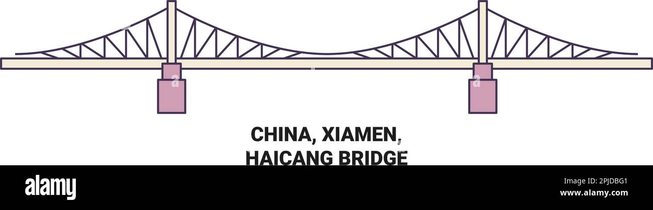 China, Xiamen, Haicang Brücke Reise-Wahrzeichen-Vektordarstellung Stock Vektor