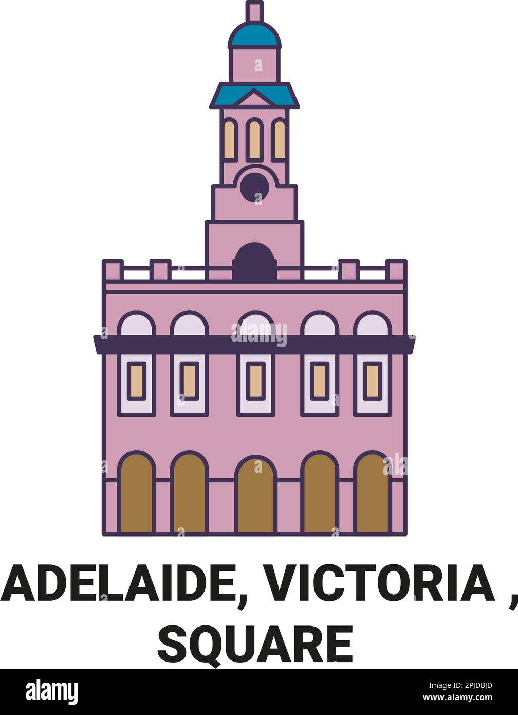 Australien, Adelaide, Victoria, Square Travel Landmark Vector Illustration Stock Vektor