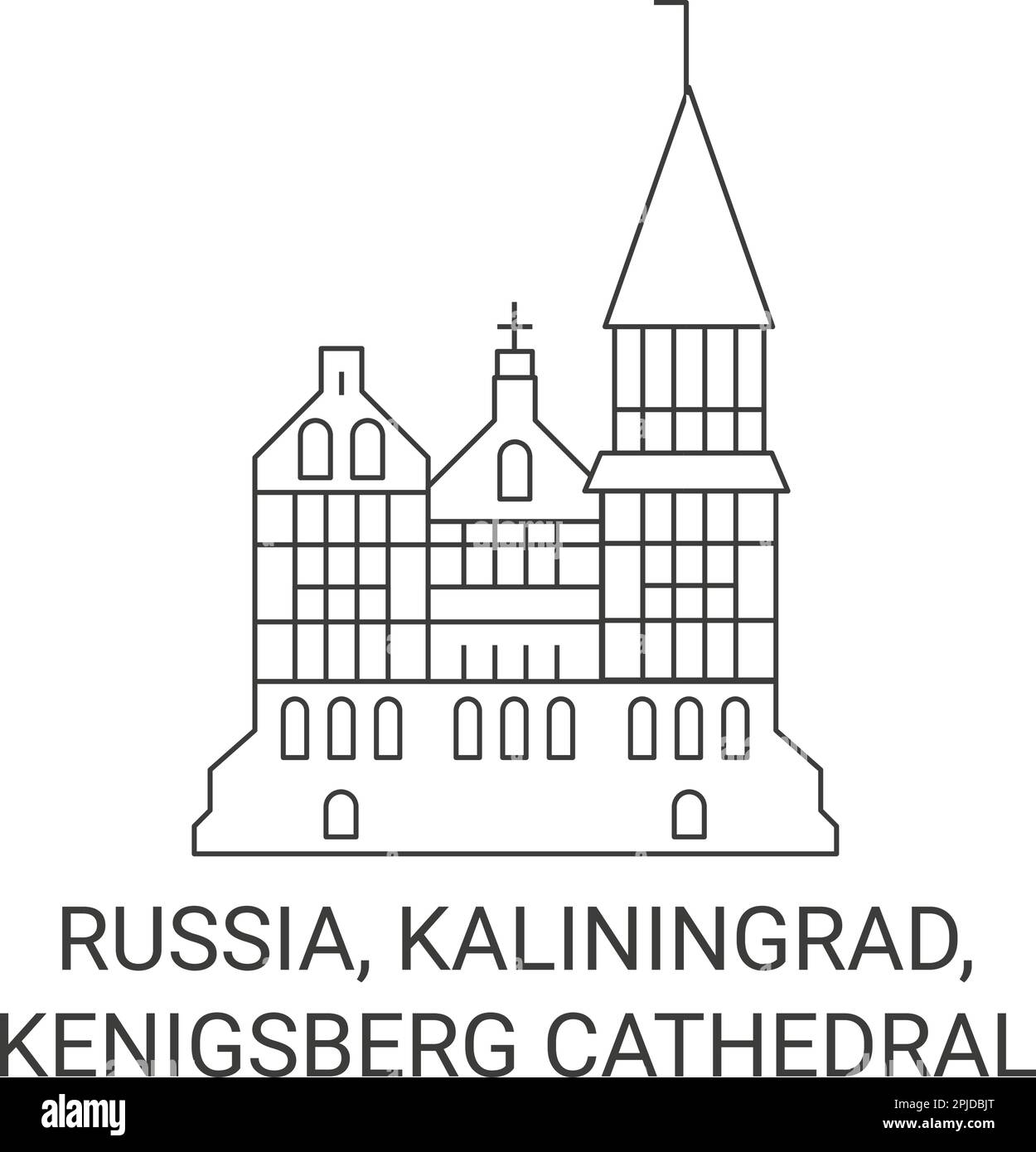 Russland, Kaliningrad, Knigsberg Kathedrale reisen Wahrzeichen Vektordarstellung Stock Vektor