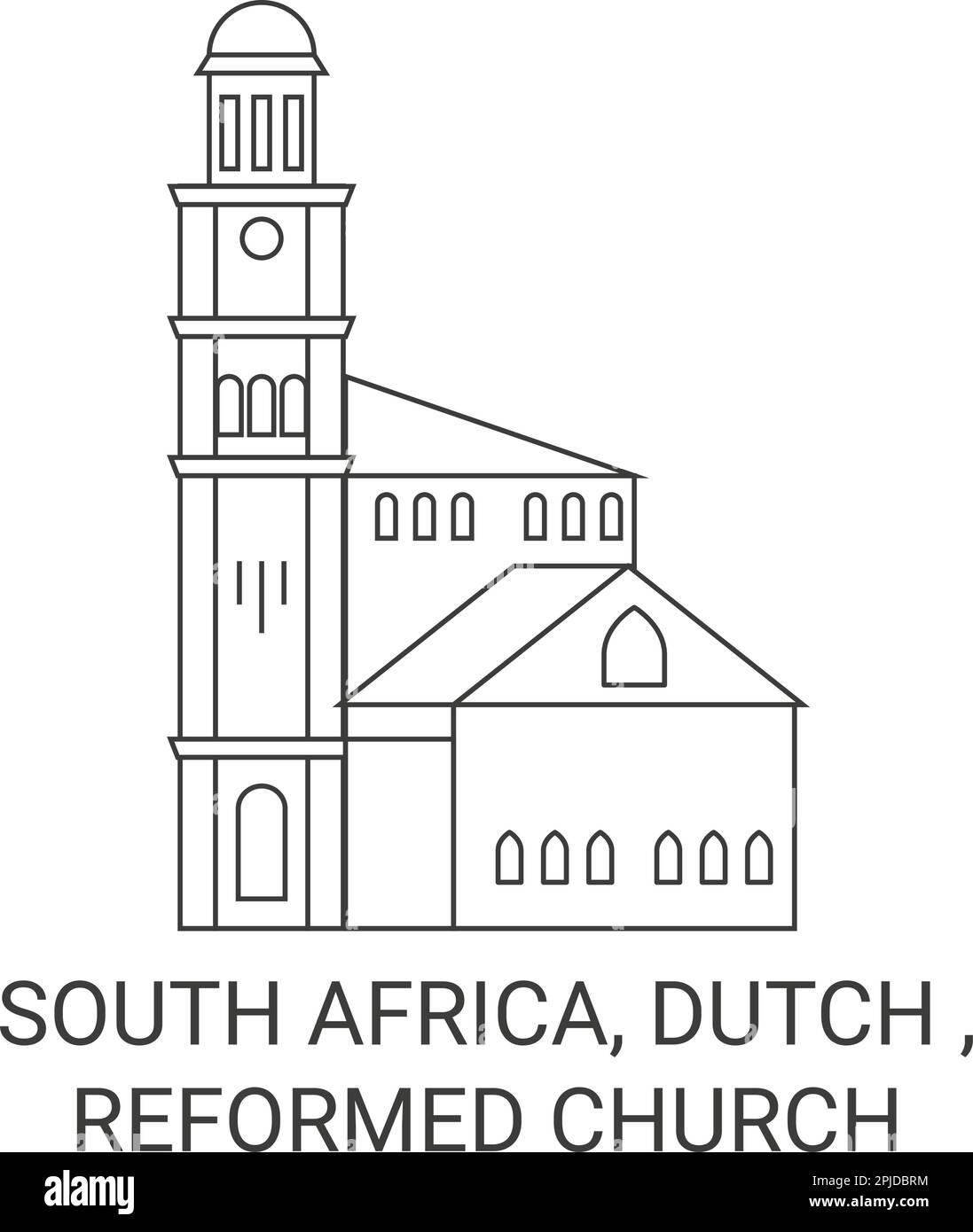 Südafrika, Niederländisch, Reformierte Kirche Reise-Wahrzeichen-Vektordarstellung Stock Vektor