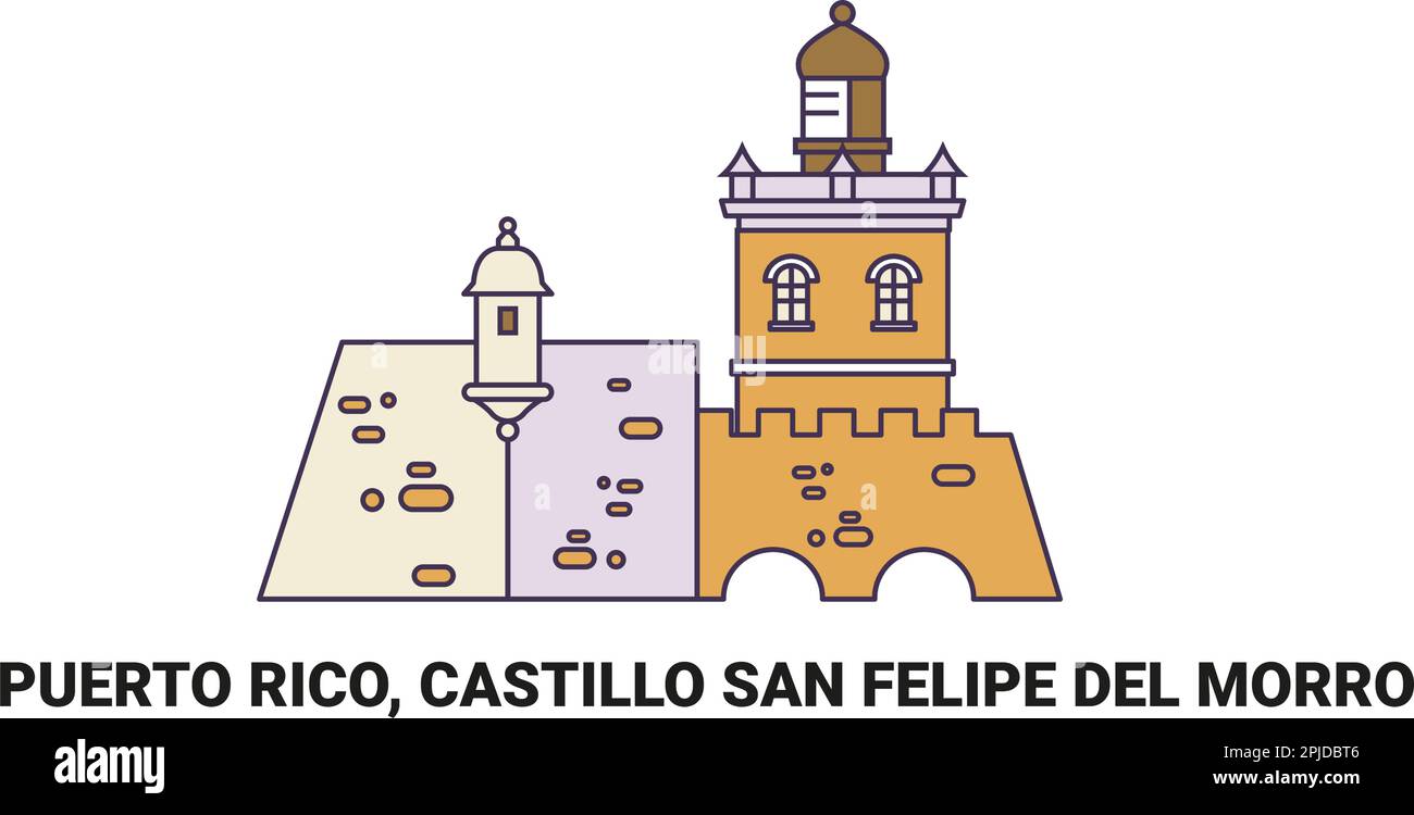 Puerto Rico, Castillo San Felipe Del Morro, Reise-Wahrzeichen-Vektordarstellung Stock Vektor