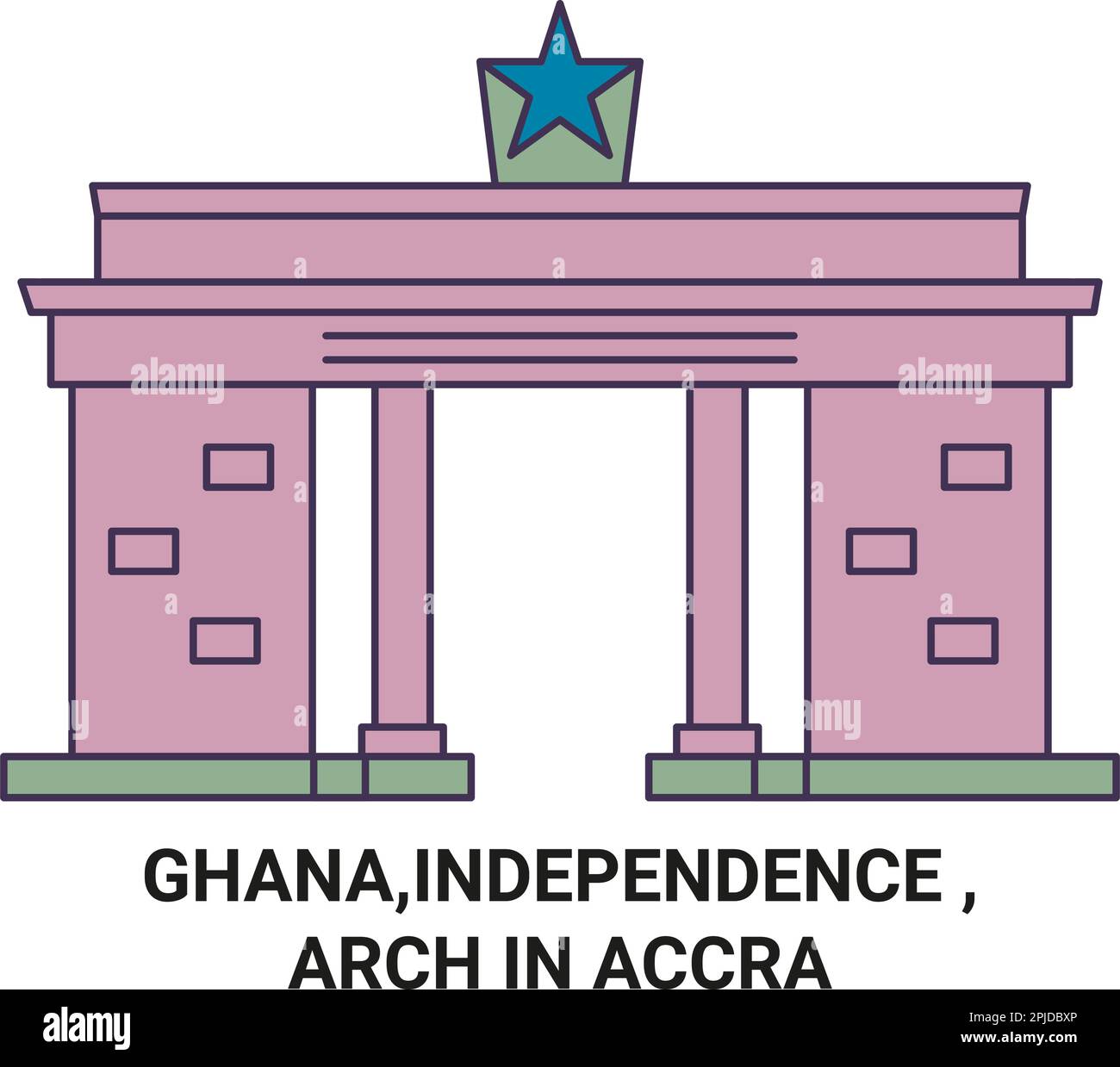 Ghana, Unabhängigkeit, Arch in Accra Reise Landmark Vektordarstellung Stock Vektor
