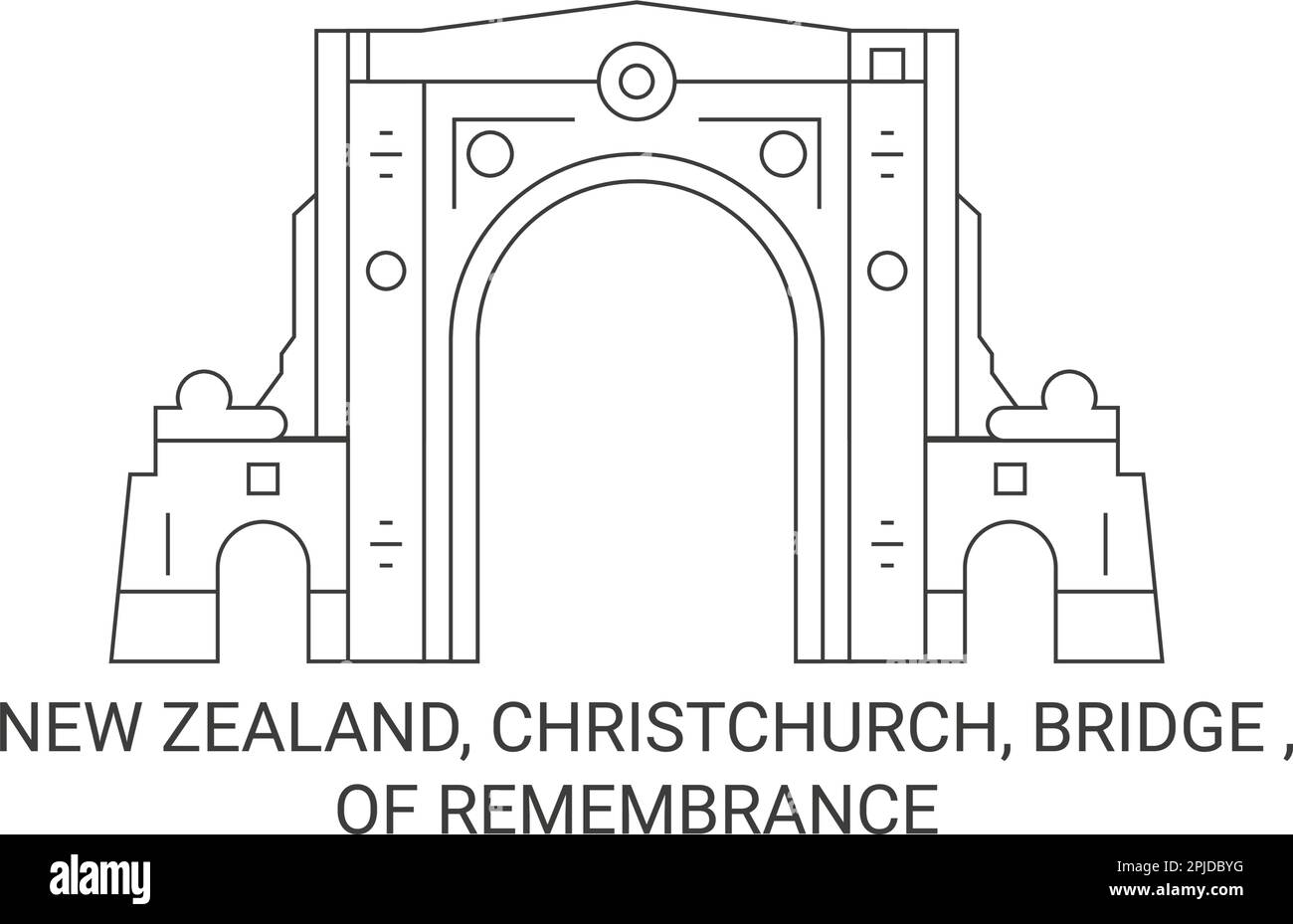 Neuseeland, Christchurch, Brücke , der Erinnerung Reise Landmarke Vektordarstellung Stock Vektor