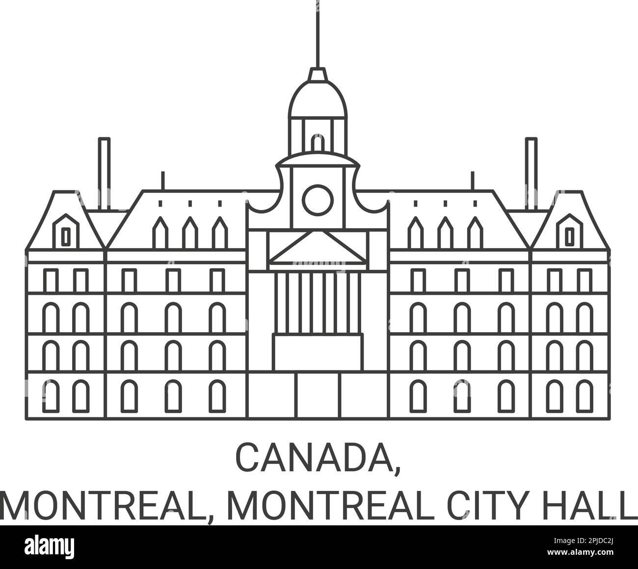Vektorgrafik für Reiseziele in Kanada, Montreal, Montreal City Hall Stock Vektor