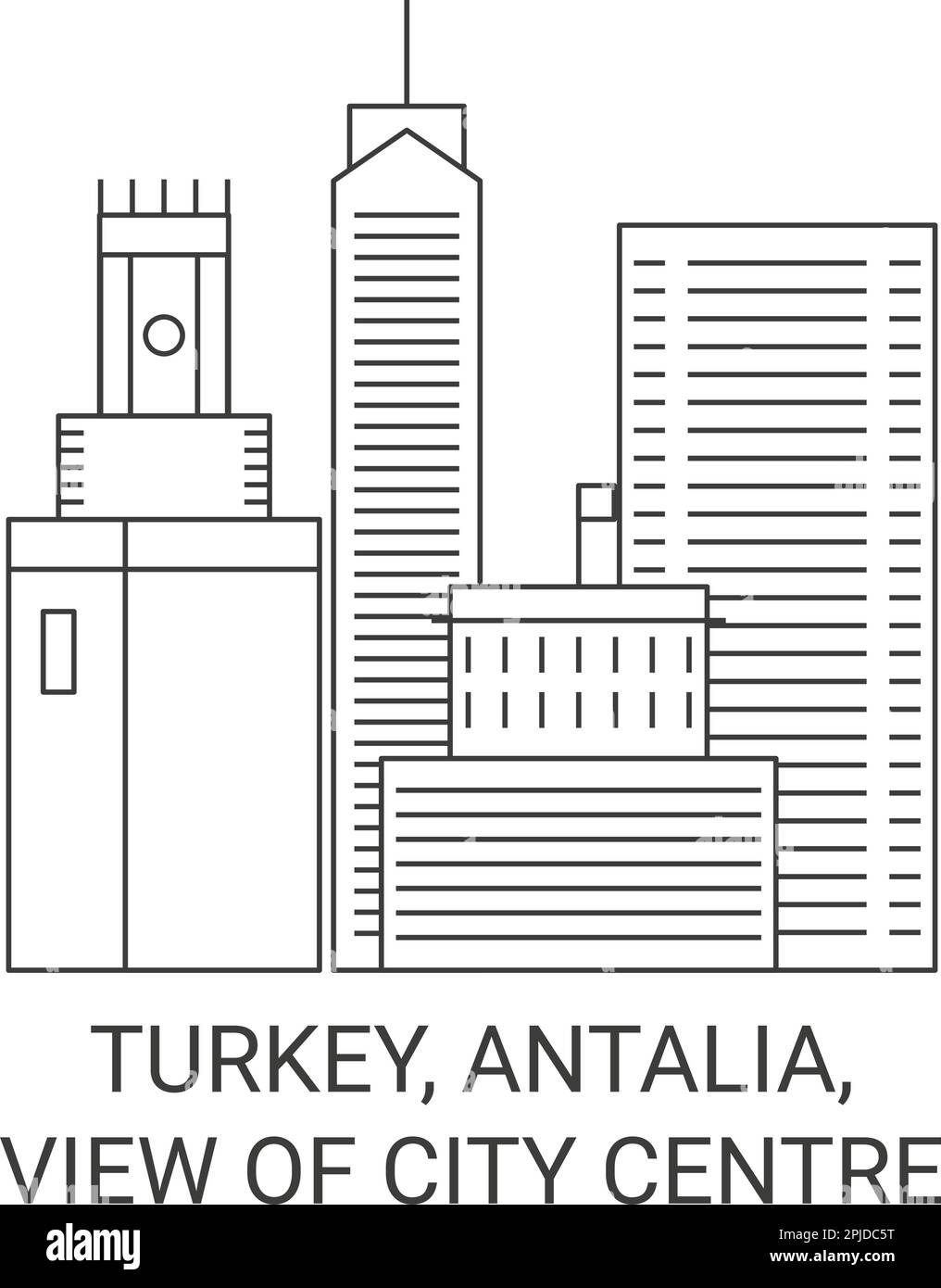 Türkei, Antalia, Blick auf das Stadtzentrum, Vektordarstellung für Wahrzeichen Stock Vektor