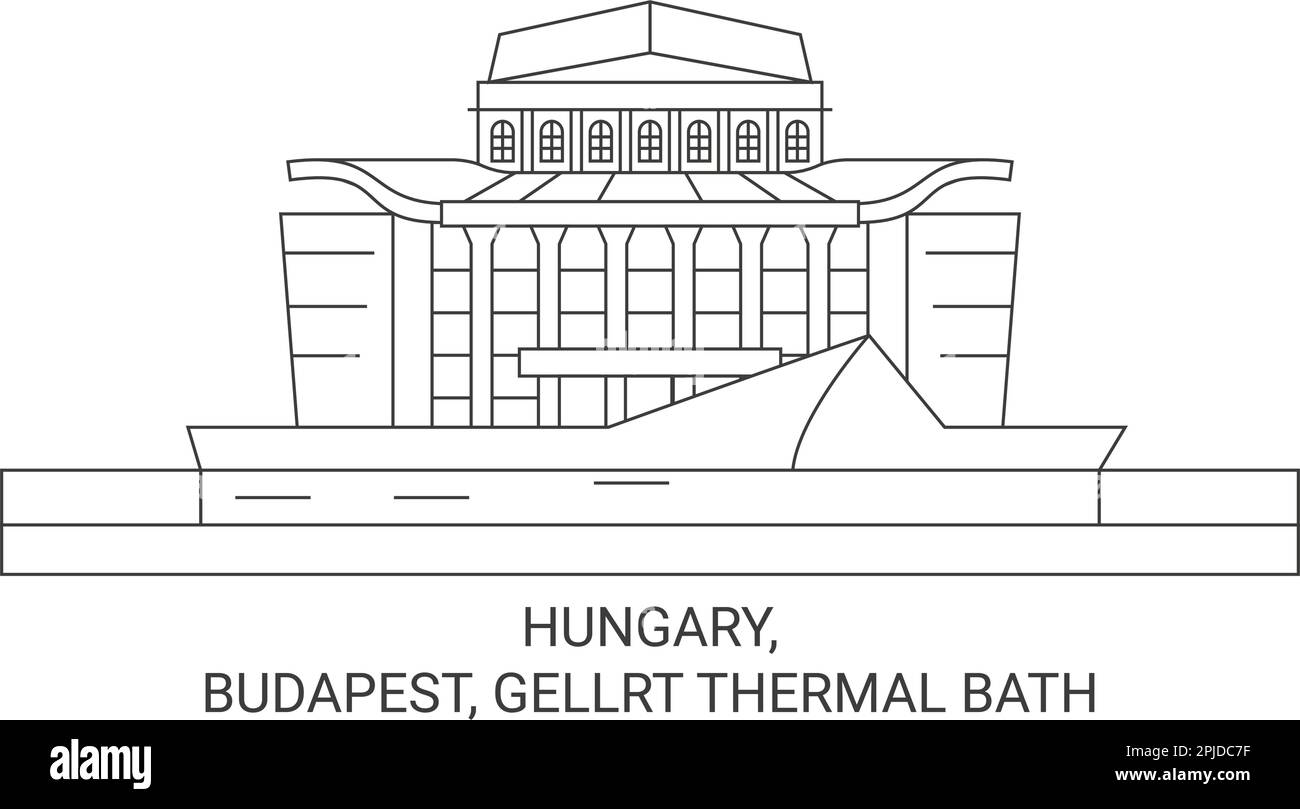 Ungarn, Budapest, Gellrt Thermalbad Reise Wahrzeichen Vektordarstellung Stock Vektor