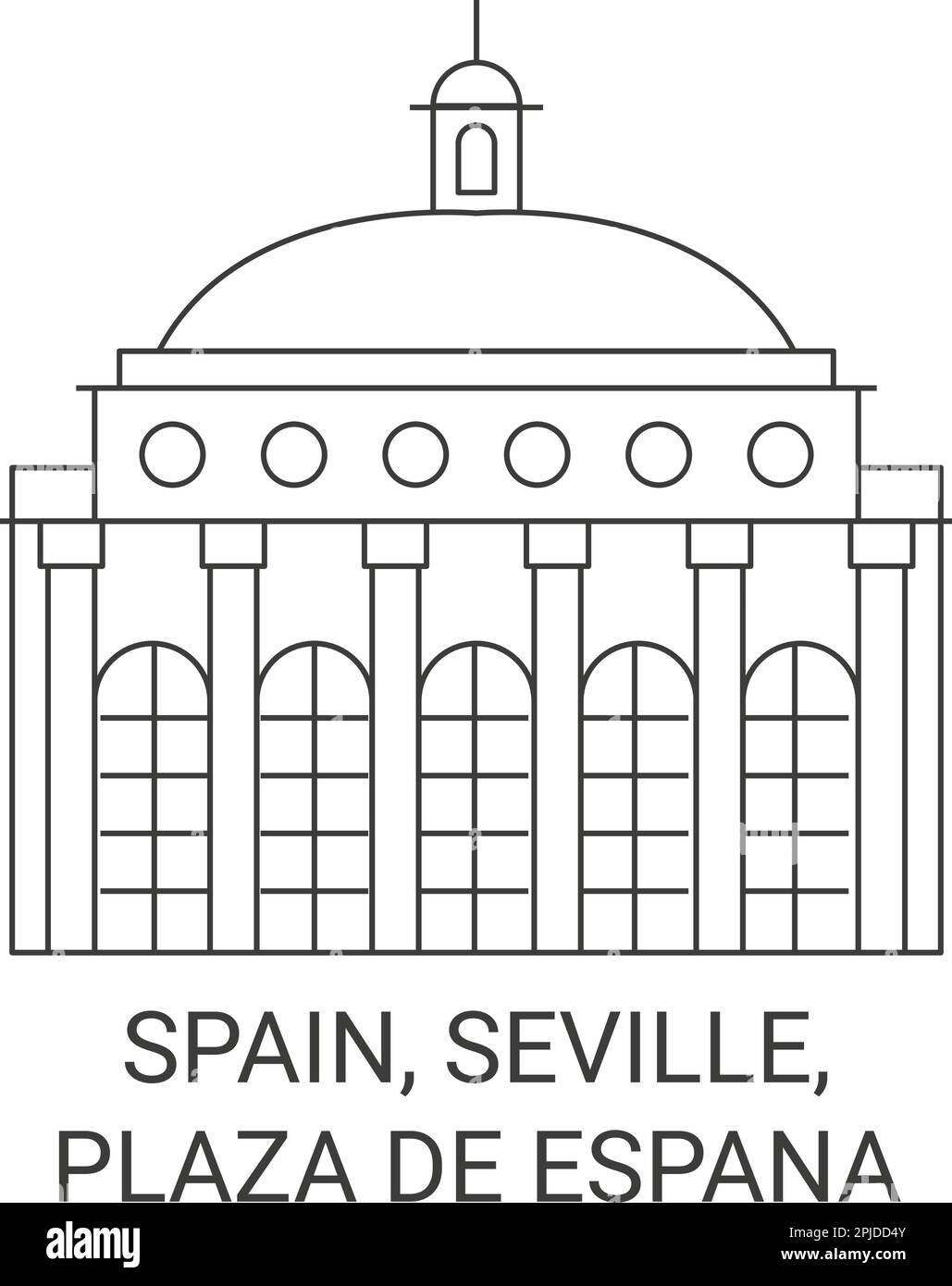Spanien, Sevilla, Plaza De Espaa reisen Wahrzeichen Vektordarstellung Stock Vektor