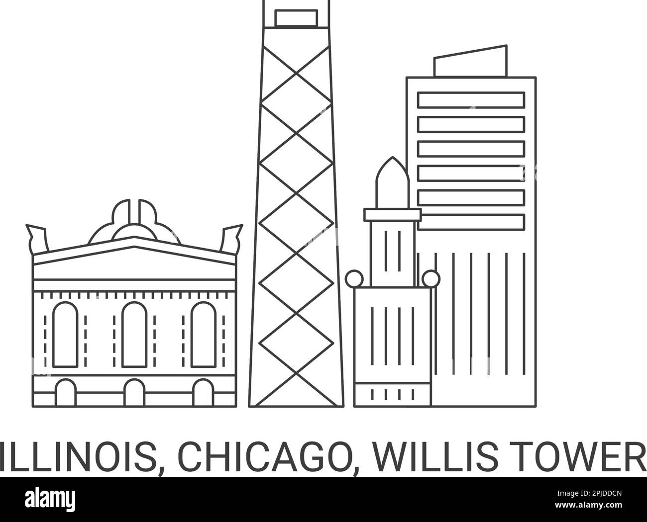 USA, Illinois, Chicago, Willis Tower, Reise-Wahrzeichen-Vektordarstellung Stock Vektor