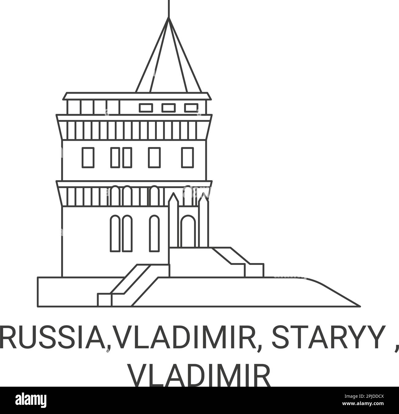 Russland, Vladimir, Staryy, Vladimir Reise-Wahrzeichen-Vektordarstellung Stock Vektor