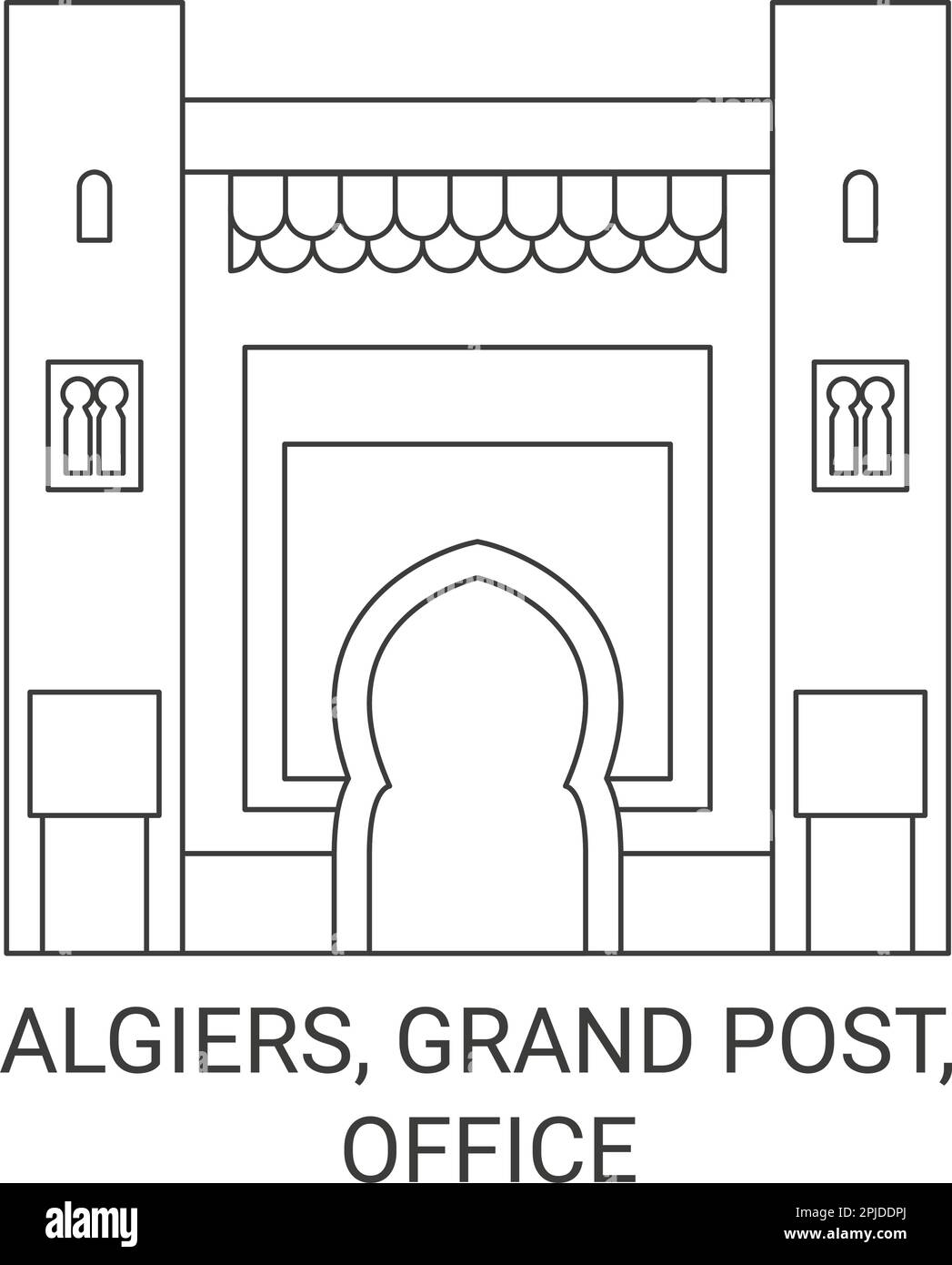 Algier, Grand Post, Office Travel Landmark Vektordarstellung Stock Vektor