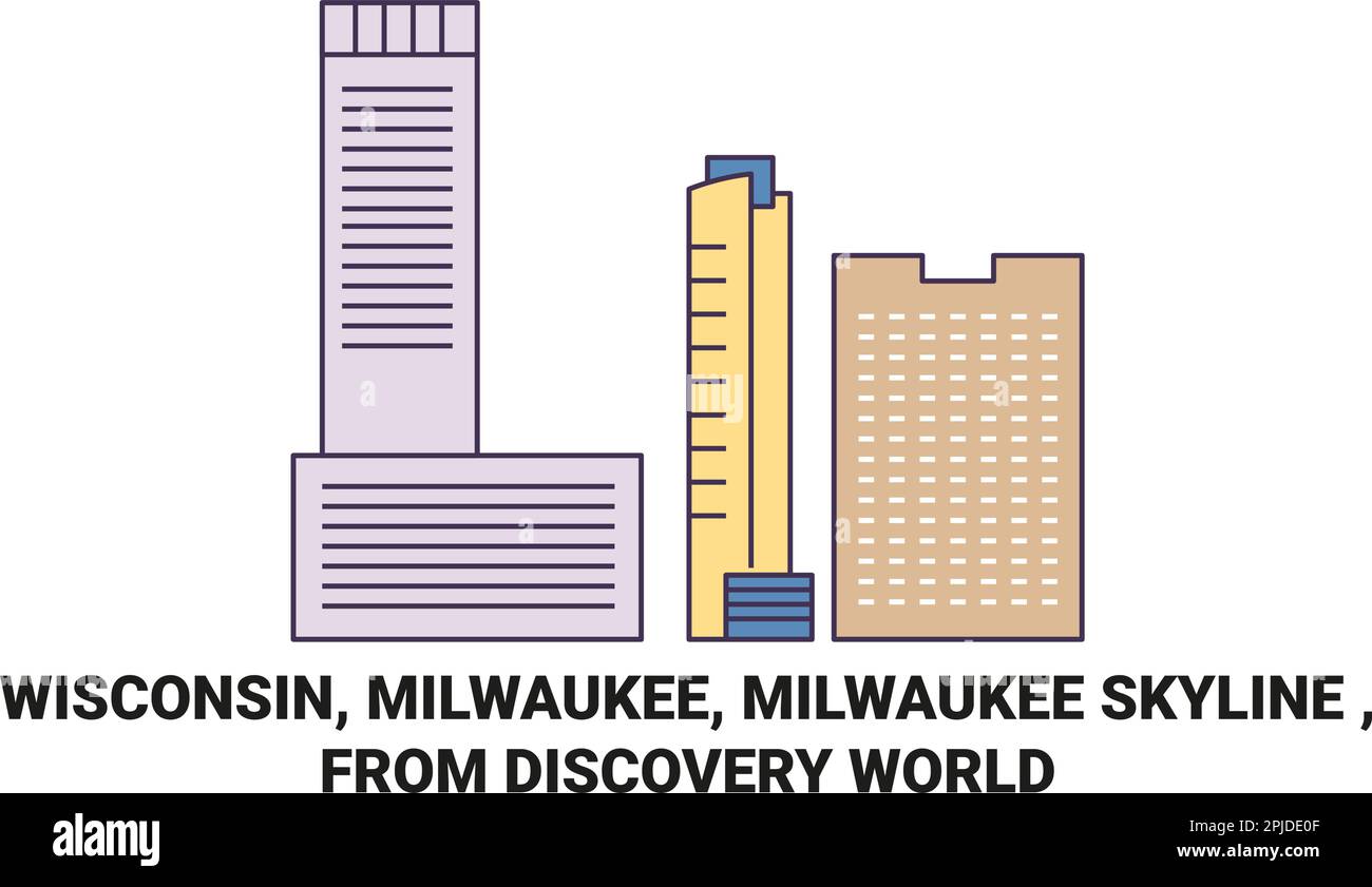 United States, Wisconsin, Milwaukee, Milwaukee Skyline , aus Discovery World Reise Landmark Vector Illustration Stock Vektor