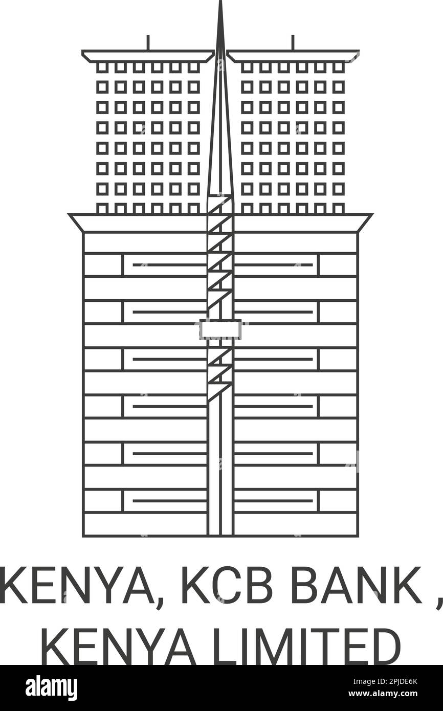 Kenya, KCB Bank, Kenya Limited Reise-Wahrzeichen-Vektordarstellung Stock Vektor