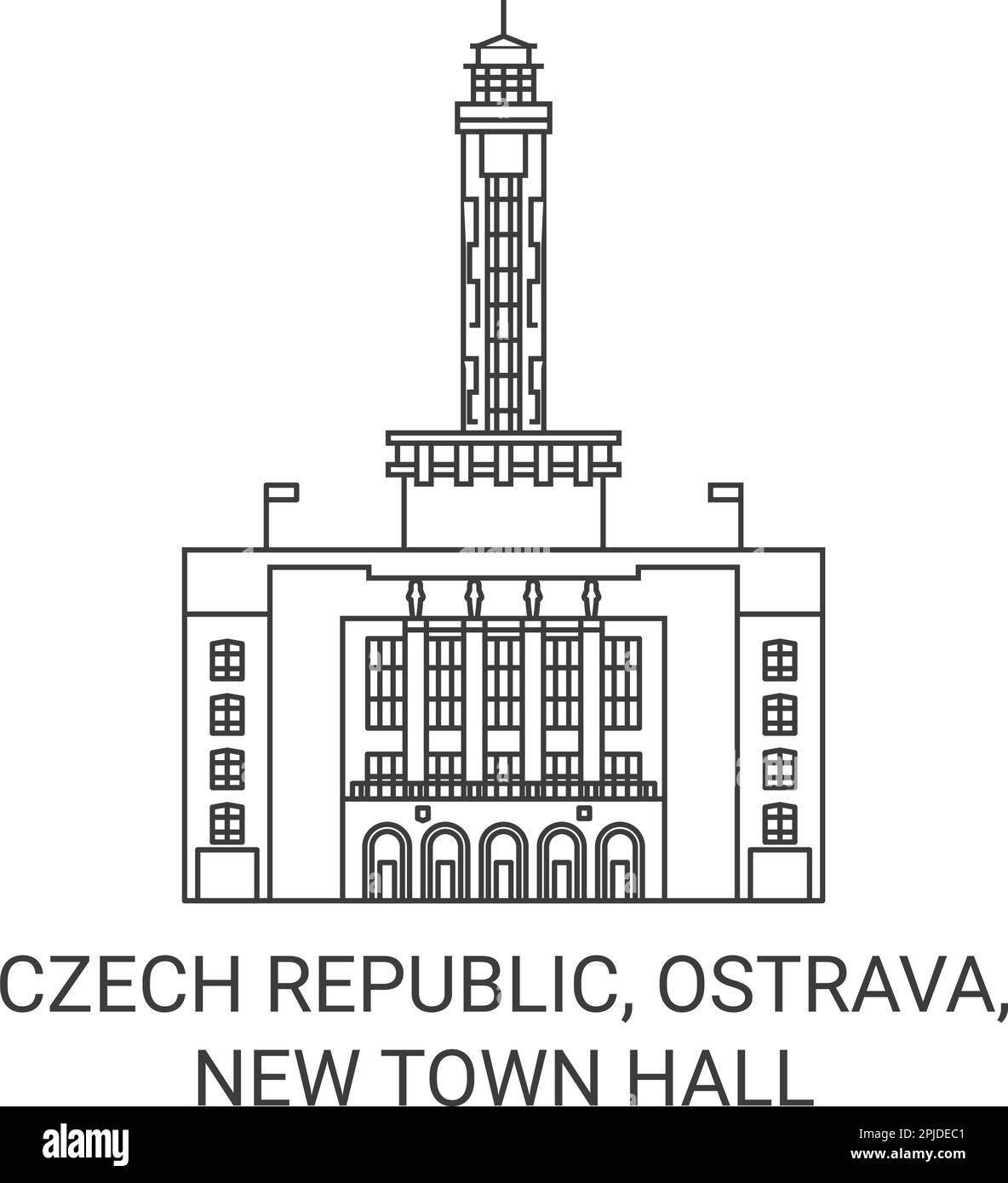 Tschechische Republik, Ostrava, Neues Rathaus Reise-Wahrzeichen Vektordarstellung Stock Vektor