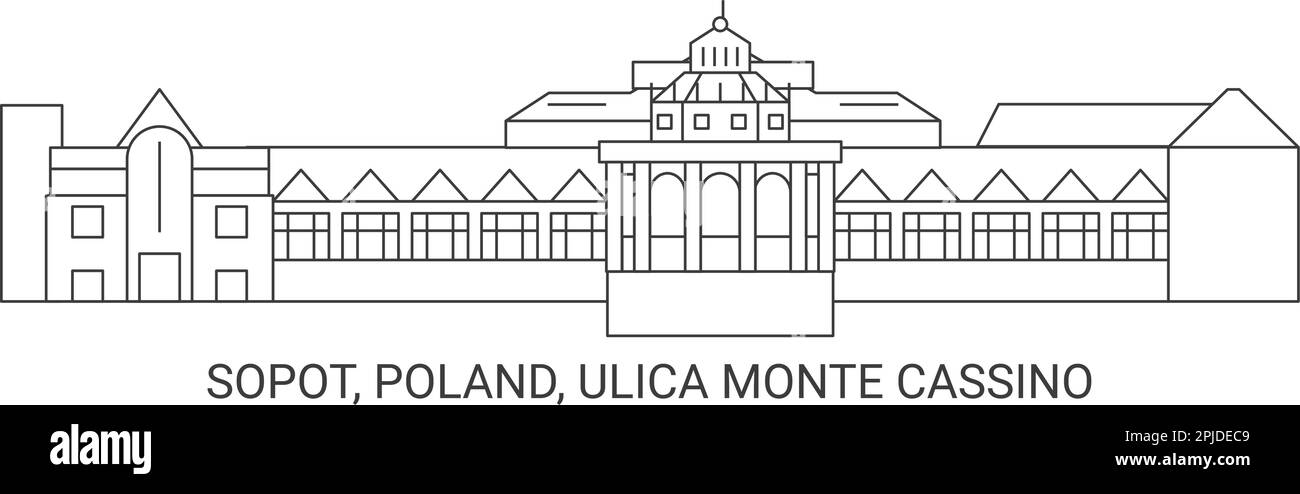 Polens, Sopot, Ulica Monte Cassino reisen Wahrzeichen Vektordarstellung Stock Vektor