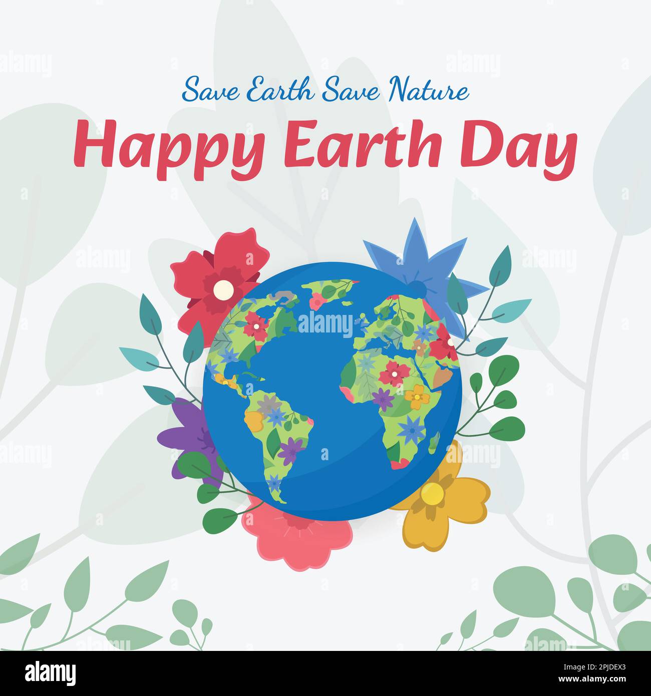 Happy Earth Day Celebration Design für Post, Poster, Karte und Banner. 22. April der Tag, um das Bewusstsein für den Klimawandel zu schärfen und die Welt zu retten. Stock Vektor