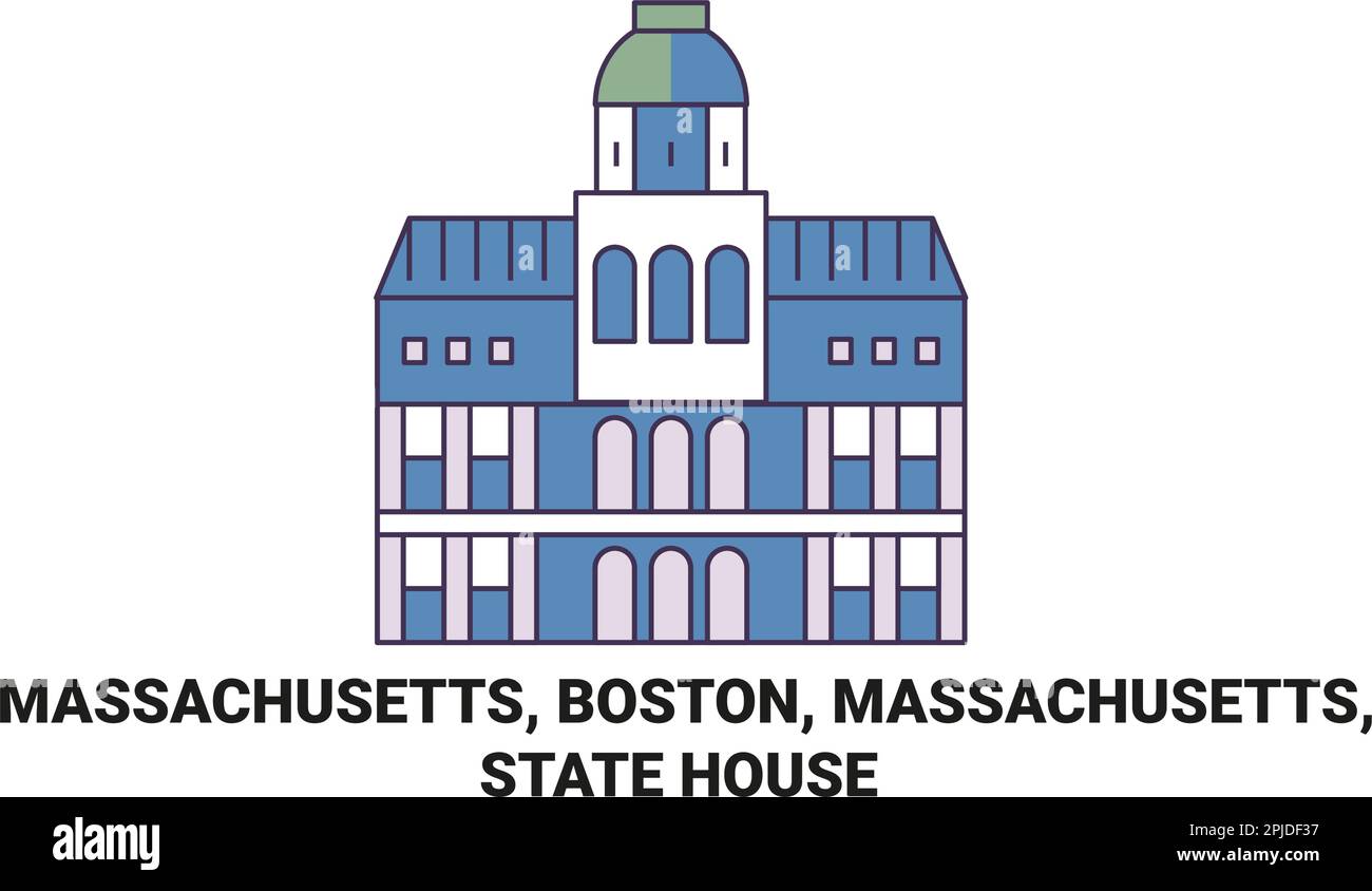 USA, Massachusetts, Boston, Massachusetts, State House Reise-Wahrzeichen-Vektordarstellung Stock Vektor