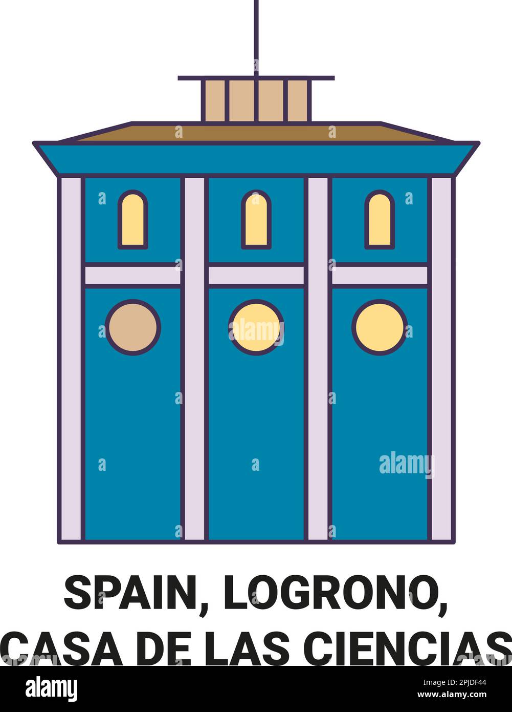 Spanien, Logrono, Casa De Las Ciencias reisen als Vektordarstellung für Wahrzeichen Stock Vektor