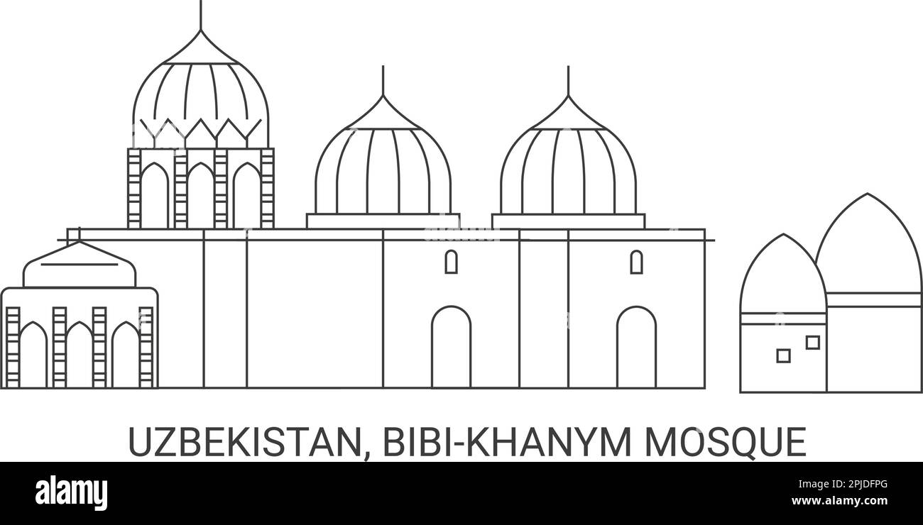 Usbekistan, Bibikhanym Moschee, Reise-Wahrzeichen-Vektordarstellung Stock Vektor