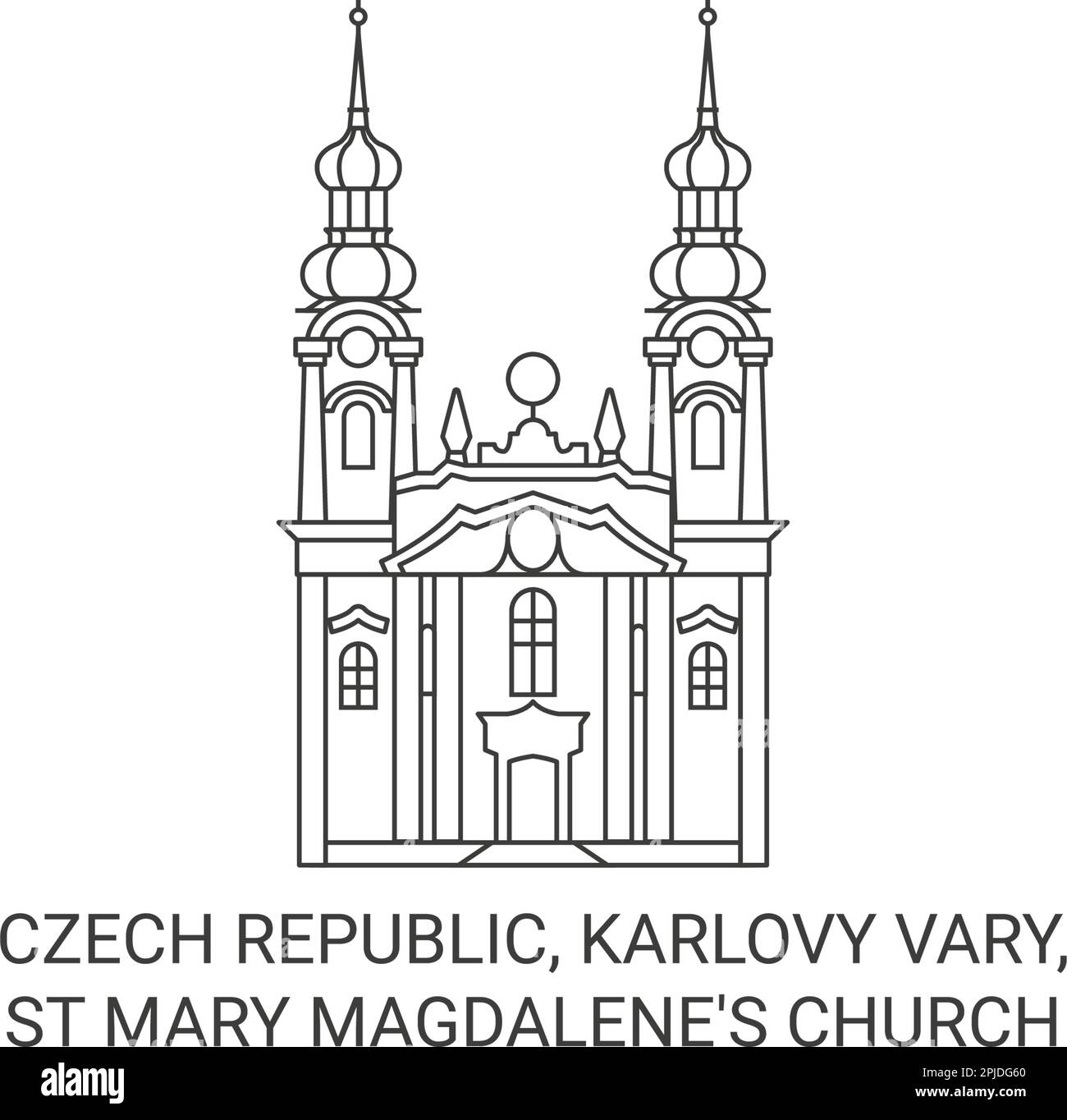 Tschechische Republik, Karlsbad, St. Maria Magdalena Kirche reisen als Vektorbild Stock Vektor