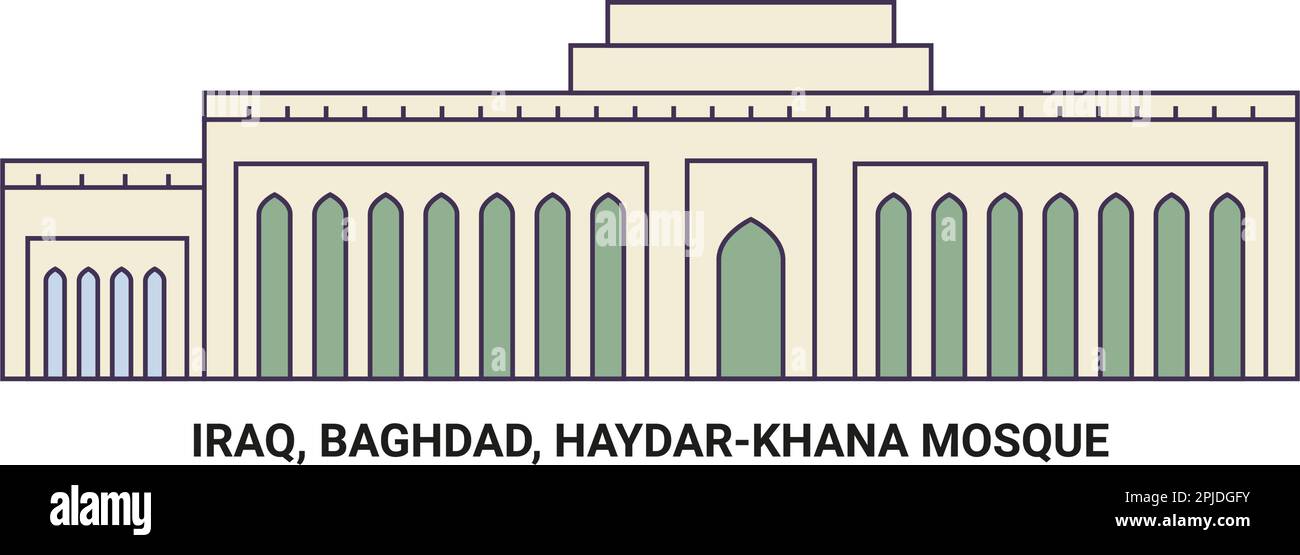 Irak, Bagdad, Haydarkhana-Moschee, Reise-Wahrzeichen-Vektor-Illustration Stock Vektor