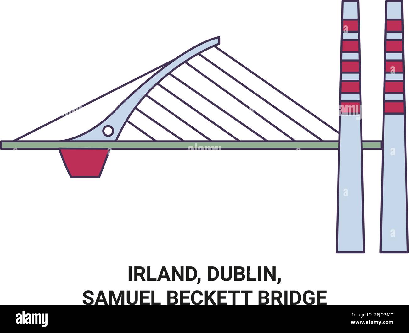 Irlands, Dublins, Samuel Beckett Bridge Reise Landmark Vektordarstellung Stock Vektor