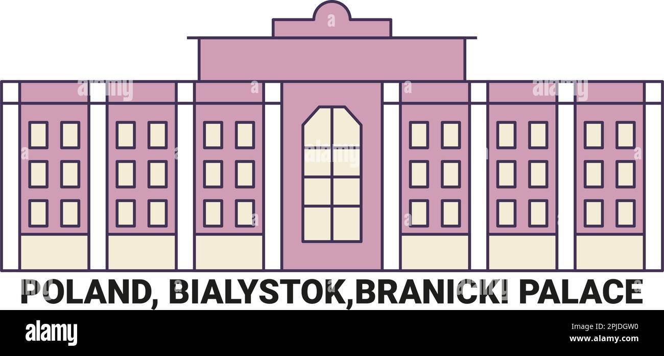 Polen, Bialystok, Branicki Palast, Reise-Wahrzeichen-Vektordarstellung Stock Vektor