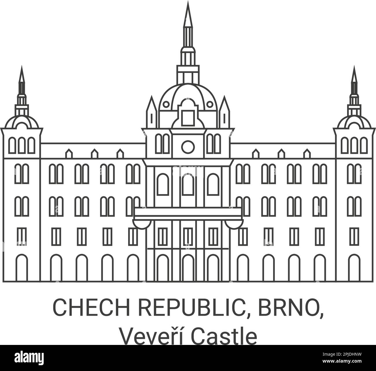 Tschetschische Republik, Brünn, Burg Veveri Reise Wahrzeichen Vektordarstellung Stock Vektor