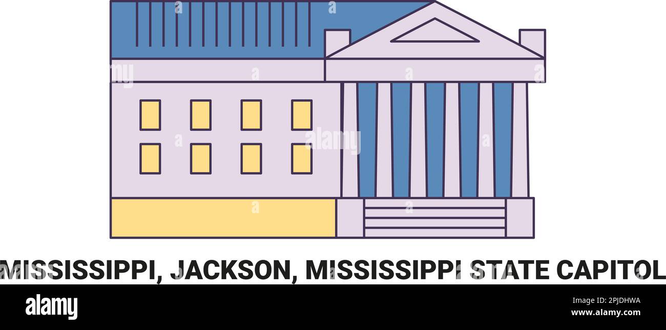 USA, Mississippi, Jackson, Mississippi State Capitol, Reiseziel-Vektordarstellung Stock Vektor