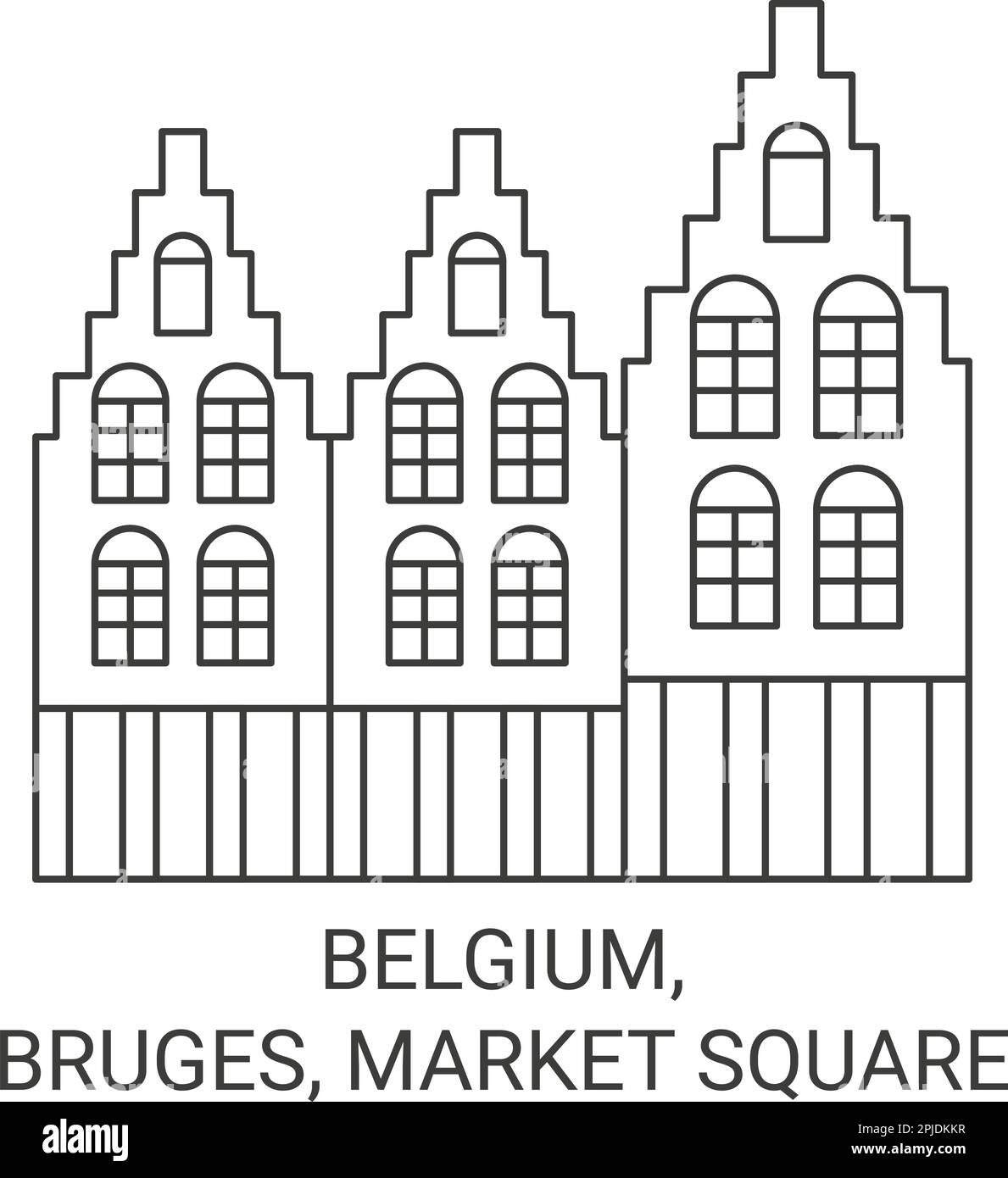 Vektorgrafik für Belgien, Brügge, Marktplatz Stock Vektor