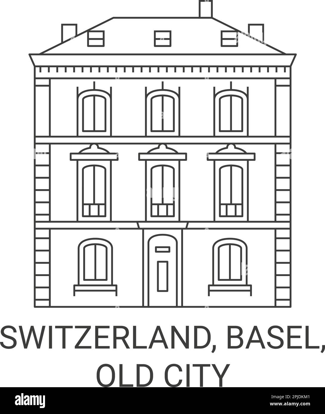 Vektordarstellung für Reisen in die Schweiz, Basel, Altstadt Stock Vektor
