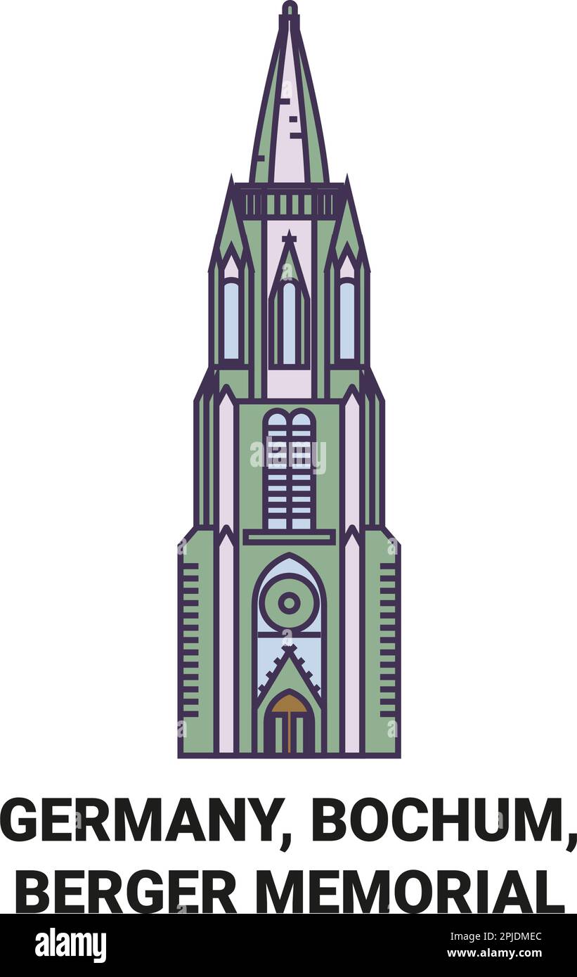 Deutschland, Bochum, Berger Memorial Reise-Wahrzeichen-Vektordarstellung Stock Vektor