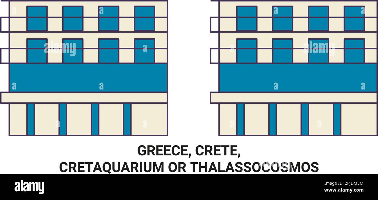 Vektordarstellung von Reisezielen in Griechenland, Kreta, Cretaquarium oder Thalassocosmos Stock Vektor