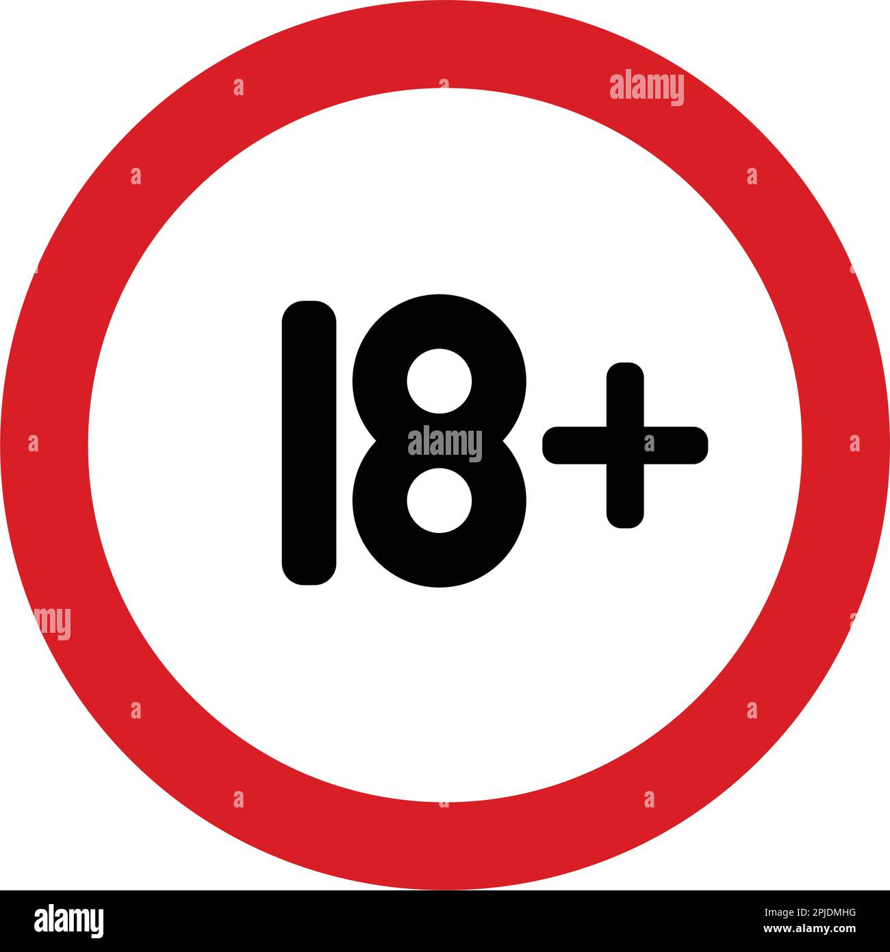 18 plus Symbol im flachen Stil. 18+ Vector Illustration auf weißem ...